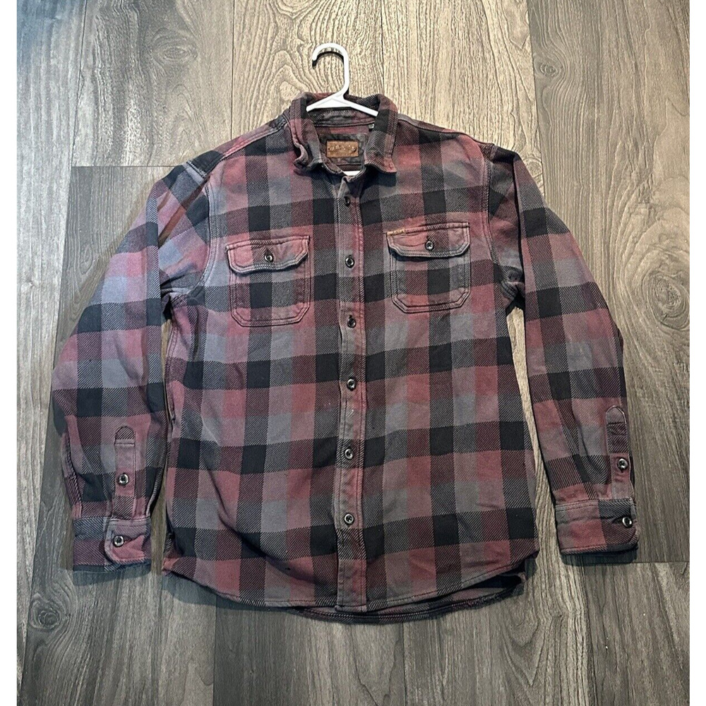 Orvis Shirt Mens Large Purple Black Lumberjack Flannel ButtonUp Heavy Plaid READ